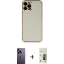 BUTİMAR'S iPhone 12 Pro Yadigar Klasik - Siyah 6d Mat Seramik Hayalet Nano Ekran Koruyucu + Beyaz Neon Fosforlu Kamera Lens