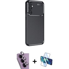 BUTİMAR'S Galaxy S24 Fe Eksen Form Prime - Siyah 3D Antistatik Seramik Nano Ekran Koruyucu + Mor Raze Metal Kamera Lens