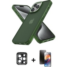 BUTİMAR'S iPhone 15 Pro Max Atlas Form - Siyah 3D Antistatik Mat Seramik Nano Ekran Koruyucu + Lacivert Pvd Metal Kamera Lens
