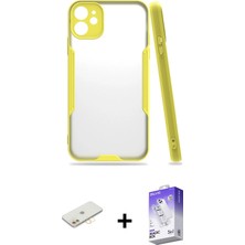 BUTİMAR'S iPhone 11 Atlas Asil Serisi - Siyah Bilvis 5in1 3D Magic Cam Ekran Koruyucu + Sarı Renkli Kamera Lens Koruma Cam