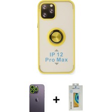 BUTİMAR'S iPhone 12 Pro Max Yörünge Çizgi - Siyah Polymer Nano Ekran Koruyucu + Yeşil Neon Fosforlu Kamera Lens