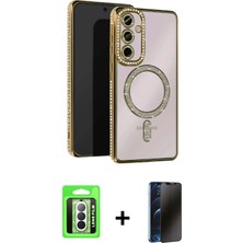BUTİMAR'S Galaxy A17 5g Zirve Doku Prime - Siyah 3D Antistatik Hayalet Cam Ekran Koruyucu + Gümüş Raze Metal Kamera Lens