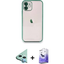 BUTİMAR'S iPhone 12 Vadi Minimal - Siyah Bilvis 5in1 5d Magic Hayalet Cam Ekran Koruyucu + Mavi Raze Metal Kamera Lens