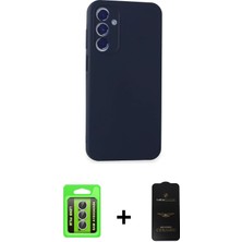 BUTİMAR'S Galaxy A15 4g Kozmos Yansıma Özel Seri - Siyah 6d Antistatik Mat Seramik Hayalet Nano Ekran Koruyucu + Gümüş Raze Metal Kamera Lens