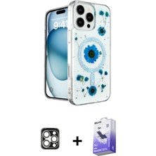 BUTİMAR'S iPhone 16 Pro Max Kozmos Doku - Siyah Bilvis 5in1 5d Magic Hayalet Cam Ekran Koruyucu + Gümüş Pvd Metal Kamera Lens