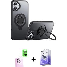 BUTİMAR'S iPhone 16 Zirve Çizgi Prime - Siyah Bilvis 5in1 5d Magic Hayalet Cam Ekran Koruyucu + Pembe Raze Metal Kamera Lens