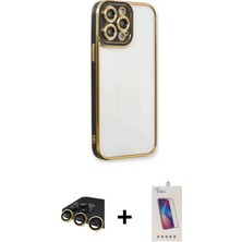 BUTİMAR'S iPhone 13 Pro Max Çekirdek Klasik Serisi - Siyah Joko 5d Cam + Gold Raze Metal Kamera Lens