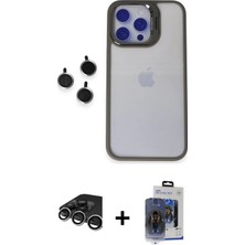 BUTİMAR'S iPhone 15 Pro Max Yankı Asil Serisi - Siyah Vanessa Magic Cam + Gümüş Raze Metal Kamera Lens