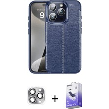 BUTİMAR'S iPhone 16 Pro Max Doruk Klasik Özel Seri - Siyah Bilvis 5in1 5d Magic Hayalet Cam Ekran Koruyucu + Gri Pers Alüminyum Kamera Lens