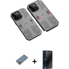 BUTİMAR'S iPhone 13 Pro Max Ufuk Doku Prime - Siyah 3D Antistatik Hayalet Cam Ekran Koruyucu + Mor Metal Kamera Lens Koruma Cam