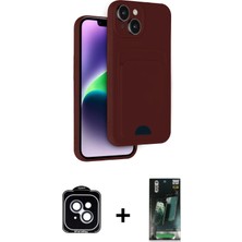 BUTİMAR'S iPhone 14 Vadi Çizgi Prime - Şeffaf 360 Full Body Arka Koruyucu + Mavi Pvd Metal Kamera Lens