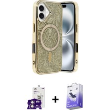 BUTİMAR'S iPhone 16 Eksen Çizgi - Siyah Bilvis 5in1 5d Magic Hayalet Cam Ekran Koruyucu + Pembe Bilvis Titan Kamera Lens