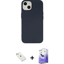 BUTİMAR'S iPhone 14 Ahenk Serisi - Siyah Bilvis 5in1 5d Magic Hayalet Cam Ekran Koruyucu + Pembe Diamond Kamera Lens