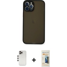 BUTİMAR'S iPhone 12 Pro Max Ahenk Çizgi Serisi - Siyah 6d Mat Seramik Hayalet Nano Ekran Koruyucu + Gökkuşağı Shine Kamera Lens