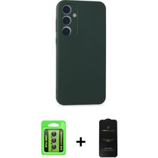 BUTİMAR'S Galaxy A15 4g Kozmos Yansıma Özel Seri - Siyah 6d Antistatik Mat Seramik Hayalet Nano Ekran Koruyucu + Gümüş Raze Metal Kamera Lens