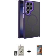 BUTİMAR'S Galaxy S24 Ultra Yörünge Klasik - Siyah Autokit 5in1 Fiber Hayalet Polymer Nano Ekran Koruyucu + Derin Mor Bilvis Titan Kamera Lens