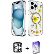 BUTİMAR'S iPhone 15 Pro Max Kozmos Doku - Siyah Bilvis 5in1 3D Magic Cam Ekran Koruyucu + Gümüş Pvd Metal Kamera Lens