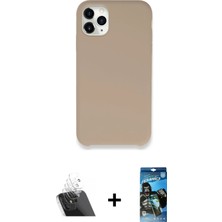 BUTİMAR'S iPhone 11 Pro Max Zirve Modern Özel Seri - Siyah 34D Izgaralı Cam + Şeffaf Kamera Lens Koruma Cam