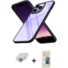 BUTİMAR'S iPhone 14 Pro Max Nova Işık Serisi - Siyah 6d Mat Seramik Hayalet Nano Ekran Koruyucu + Gümüş Band Metal Kamera Lens