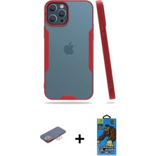 BUTİMAR'S iPhone 12 Pro Max Atlas Asil Serisi - Siyah 18D Cam Ekran Koruyucu + Turuncu Renkli Kamera Lens Koruma Cam