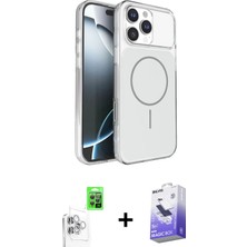 BUTİMAR'S iPhone 16 Pro Max Kutup Doku Serisi - Siyah Bilvis 5in1 5d Magic Hayalet Cam Ekran Koruyucu + Beyaz Raze Metal Kamera Lens