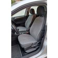 ER-AY Lüks Kapitone Desenli Antislip Araç Koltuk Koruyucu Üçlü Minder Seti - Gri (2 Ön ve 1 Arka Set)