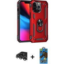 BUTİMAR'S iPhone 13 Pro Max Ahenk Klasik Koleksiyonu - Siyah 18D Cam Ekran Koruyucu + Gümüş Raze Metal Kamera Lens