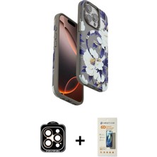 BUTİMAR'S iPhone 14 Pro Max Siluet Doku - Siyah 6d Mat Seramik Hayalet Nano Ekran Koruyucu + Turuncu Pvd Metal Kamera Lens