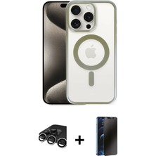 BUTİMAR'S iPhone 15 Pro Max Siluet Çizgi Serisi - Siyah 3D Antistatik Hayalet Cam Ekran Koruyucu + Gümüş Raze Metal Kamera Lens