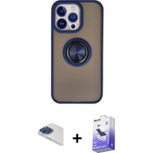 BUTİMAR'S iPhone 13 Pro Max Yörünge Çizgi - Siyah Bilvis 5in1 5d Magic Hayalet Cam Ekran Koruyucu + Lacivert Pers Alüminyum Kamera Lens