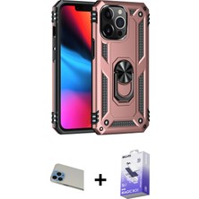 BUTİMAR'S iPhone 13 Pro Max Ahenk Klasik Koleksiyonu - Siyah Bilvis 5in1 5d Magic Hayalet Cam Ekran Koruyucu + Mavi Rainbow Kamera Lens Koruma Cam