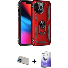 BUTİMAR'S iPhone 13 Pro Max Ahenk Klasik Koleksiyonu - Siyah Bilvis 5in1 5d Magic Hayalet Cam Ekran Koruyucu + Mavi Rainbow Kamera Lens Koruma Cam