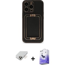 BUTİMAR'S iPhone 14 Pro Max Kozmos Minimal Prime - Siyah Bilvis 5in1 5d Magic Hayalet Cam Ekran Koruyucu + Gold Band Metal Kamera Lens