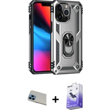 BUTİMAR'S iPhone 13 Pro Max Ahenk Klasik Koleksiyonu - Siyah Bilvis 5in1 5d Magic Hayalet Cam Ekran Koruyucu + Mavi Rainbow Kamera Lens Koruma Cam