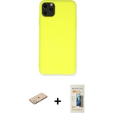 BUTİMAR'S iPhone 11 Pro Max Ahenk Serisi - Siyah 6d Mat Seramik Hayalet Nano Ekran Koruyucu + Yeşil Renkli Kamera Lens Koruma Cam