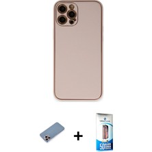 BUTİMAR'S iPhone 12 Pro Max Yadigar Klasik - Siyah 5d Eko Cam Ekran Koruyucu + Pembe Shine Kamera Lens Koruma Cam