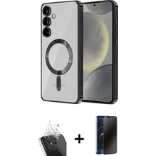 BUTİMAR'S Galaxy A55 5g Nova Işık Özel Seri - Siyah 3D Antistatik Hayalet Cam Ekran Koruyucu + Şeffaf Kamera Lens Koruma Cam
