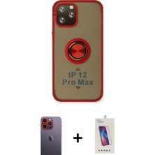 BUTİMAR'S iPhone 12 Pro Max Yörünge Çizgi - Siyah Joko 5d Cam + Turuncu Neon Fosforlu Kamera Lens