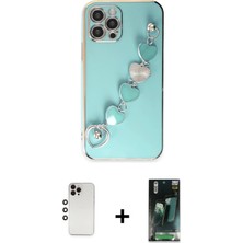BUTİMAR'S iPhone 12 Pro Max Nova Işık Prime - Siyah 360 Mat Full Body Arka Koruyucu + Gökkuşağı Shine Kamera Lens