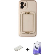 BUTİMAR'S iPhone 12 Kozmos Minimal Prime - Siyah Bilvis 5in1 5d Magic Hayalet Cam Ekran Koruyucu + Sarı Renkli Kamera Lens Koruma Cam