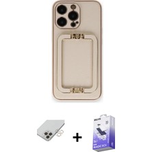 BUTİMAR'S iPhone 14 Pro Max Kozmos Minimal Prime - Siyah Bilvis 5in1 5d Magic Hayalet Cam Ekran Koruyucu + Gold Band Metal Kamera Lens