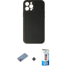 BUTİMAR'S iPhone 12 Pro Max Yadigar Klasik - Siyah 5d Eko Cam Ekran Koruyucu + Pembe Shine Kamera Lens Koruma Cam