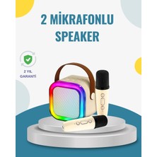 Twin Store Kablosuz Karaoke Hoparlör – Çift Mikrofon LED Işıklı
