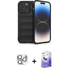 BUTİMAR'S iPhone 16 Pro Max Atlas Koleksiyonu - Siyah Bilvis 5in1 5d Magic Hayalet Cam Ekran Koruyucu + Gümüş Pers Alüminyum Kamera Lens