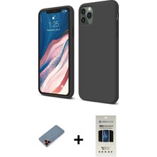 BUTİMAR'S iPhone 11 Pro Kozmos Yansıma Özel Seri - Siyah 5d Hayalet Cam Ekran Koruyucu + Kırmızı Metal Kamera Lens Koruma Cam