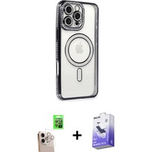 BUTİMAR'S iPhone 16 Pro Max Zirve Doku Prime - Siyah Bilvis 5in1 5d Magic Hayalet Cam Ekran Koruyucu + Natural Grey Raze Metal Kamera Lens