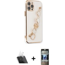 BUTİMAR'S iPhone 12 Pro Nova Işık Prime - Siyah 34D Hayalet Izgaralı Cam + Şeffaf Kamera Lens Koruma Cam