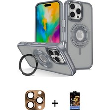 BUTİMAR'S iPhone 16 Pro Max Nova Minimal Serisi - Siyah Buffer Hayalet Cam Ekran Koruyucu + Çöl Titanyum Pers Alüminyum Kamera Lens