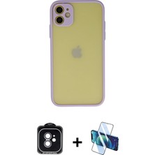 BUTİMAR'S iPhone 11 Ahenk Çizgi Serisi - Siyah 3D Antistatik Cam Ekran Koruyucu + Yeşil Pvd Metal Kamera Lens