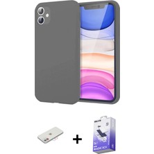 BUTİMAR'S iPhone 11 Kozmos Yansıma Özel Seri - Siyah Bilvis 5in1 5d Magic Hayalet Cam Ekran Koruyucu + Pembe Renkli Kamera Lens Koruma Cam